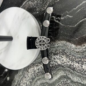 Black Hair Clip with Silver Accents